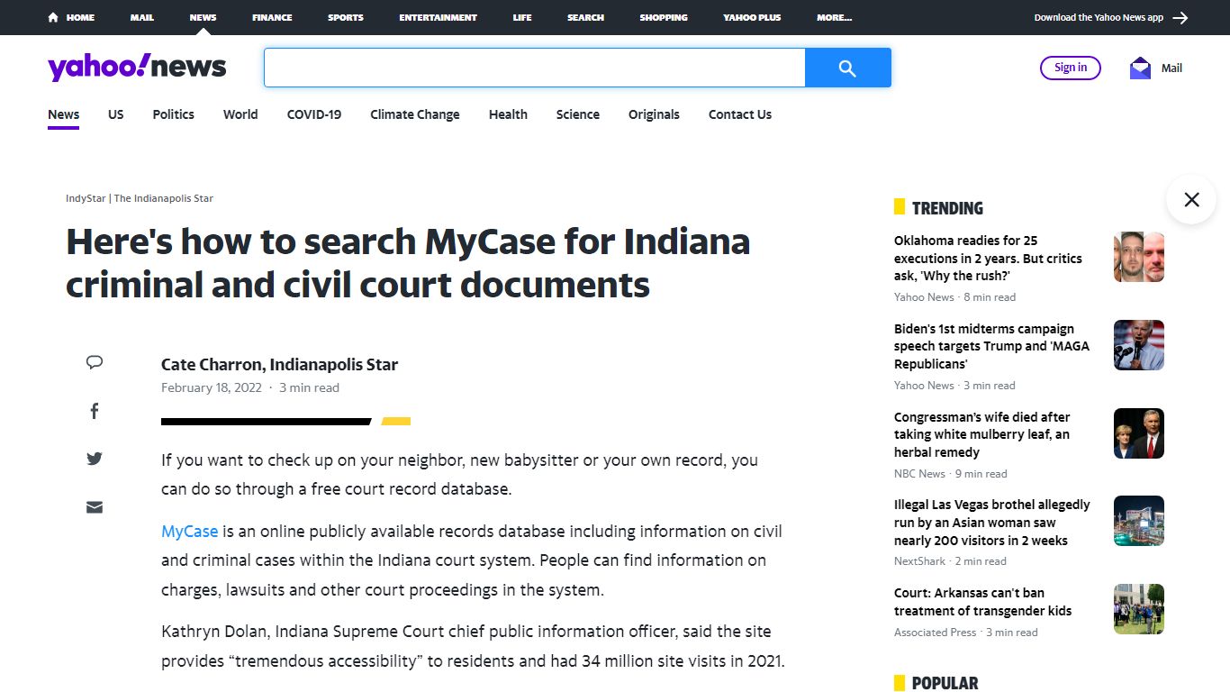 Here's how to search MyCase for Indiana criminal and civil court documents